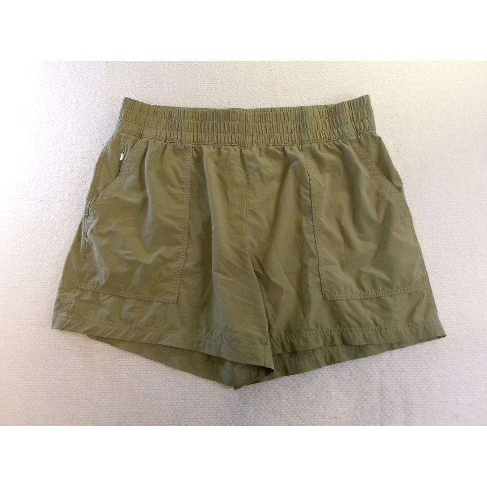 Athleta Womens‎ XL Trekkie North Shorts Green Elastic Waist Hiking 658552-02